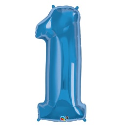 34 inch Number 1 Sapphire Blue - zafírovo modrý fóliový balón číslo 1