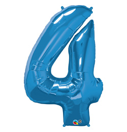34 inch Number 4 Sapphire Blue - zafírovo modrý fóliový balón číslo 4