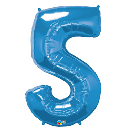 34 inch Number 5 Sapphire Blue - zafírovo modrý fóliový balón číslo 5