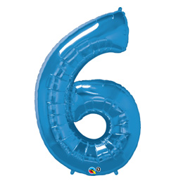 34 inch Number 6 Sapphire Blue - zafírovo modrý fóliový balón číslo 6