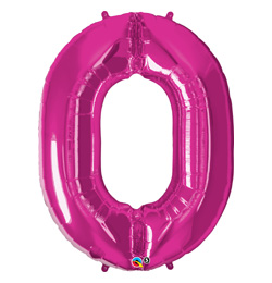 34 inch Number 0 Magenta - sýto ružový fóliový balón číslo 0