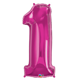 34 inch Number 1 Magenta - sýto ružový fóliový balón číslo 1