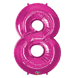 34 inch Number 8 Magenta - sýto ružový fóliový balón číslo 8