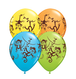 11 inch Mischievous Monkeys Assorted balón s potlačou - Nezbedné opice (25 ks/bal)