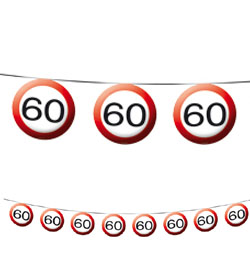 Narodeninová girlanda so vzorom obmedzovača rýchosti s číslom 60 - 12 m