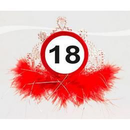 Party korunka k 18. narodeninám so vzorom zákazovej dopravnej značky