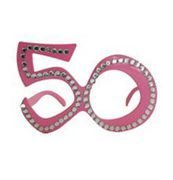Narodeninové ružové party okuliare s číslom 50