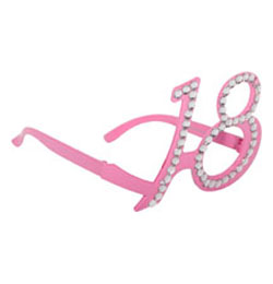 Ružové narodeninové party okuliare s číslom 18