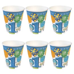 Party poháre s maďarským nápisom Boldog 1. Szülinapot! pre chlapčeka - 250 ml, 6 kusov