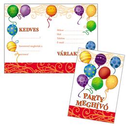 Party pozvánky a obálky s motívom balónov - 8 ks