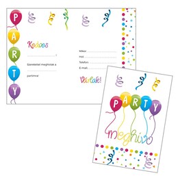 Party pozvánky a obálky Streamers po Maďarsky. 8ks