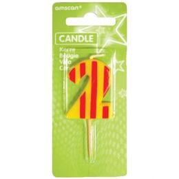 Narodeninová party sviečka číslo 2 - Pásikovo-bodkovaná kolekcia