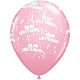 11 inch Pink balón s maďarským nápisom Boldog Születésnapot, (6 ks/balenie)