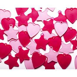 Ťažítka na balóny v tvare ružových hviezdičiek a srdiečok - 8 g, (25 ks/balenie)