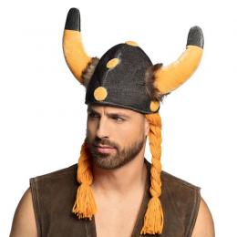 Plyšová vikingská čiapka s vrkočmi