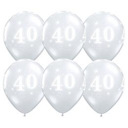 11 inch Sparkle-A-Round Diamond Clear narodeninové balóny s číslom 40 (25 ks/balenie)
