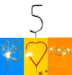 Strieborná prskavka v tvare čísla - 5