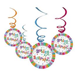 Visiaca špirálová dekorácia Radiant  s maďarským nápisom Boldog Szülinapot  - 6 ks