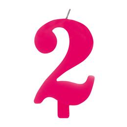 Ružová narodeninová prskavka na tortu s držiakom a s číslom 2