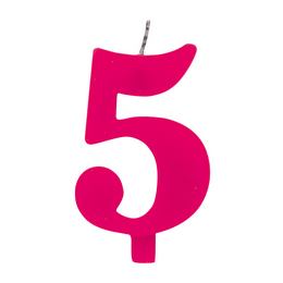 Ružová narodeninová prskavka na tortu s držiakom a s číslom 5