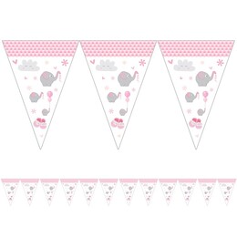 Ružová sloníková vlajková párty girlanda- 5 m