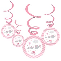 Ružová sloníková závesná dekorácia na špirálach - 50 cm, 6 ks/bal