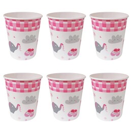 Ružové sloníkové papierové poháre - 250 ml, 6 kusov/balík