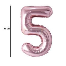 Ružovo-zlatý fóliový balón číslo 5, 86 cm