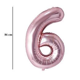 Ružovo-zlatý fóliový balón číslo 6, 86 cm
