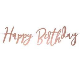 Rosegold narodeninová reťaz nápis Happy Birthday - 65 cm