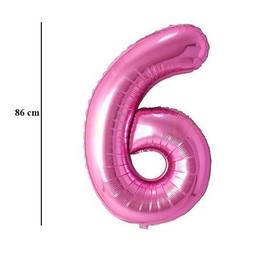 Ružový fóliový balón číslo 6, 86 cm