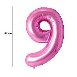 Ružový fóliový balón číslo 9, 86 cm