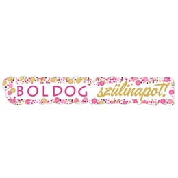 Ružový narodeninový banner Boldog Szülinapot!- 148 cm x 27 cm