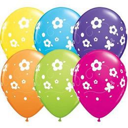 11 inch Daisies & Butterflies Tropical Assortment balóny (50 ks/balenie)