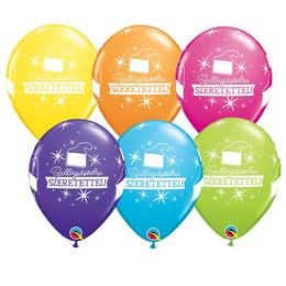 11 inch balóny na rozlúčkovú so školou s maďarským nápisom Ballagásodra Szeretettel so vzorom kapsy Carnival Asst. (6 ks/balenie