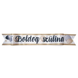 Šerpa s nápisom - Boldog Szülinapot - elegantná zlato čierna
