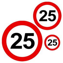 Set nálepiek s motívom zákazovej dopravnej značky s číslom 25, 8 ks