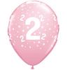 11 inch latexový balón s potlačou čísla 2 a hviezdičiek, ružový (6 ks/bal)
