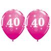 11 inch balón na narodeniny s číslom 40 Sparkle-A-Round Wild Berry (25 ks/bal)