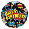 18 inch fóliový balón Birthday Super Hero Black, 46 cm