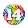 18 inch-Rainbow Confetti narodeninový balón číslo 14