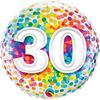 18 inch Rainbow Confetti fóliový narodeninový balón s číslom 30