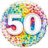 18 inch Rainbow Confetti fóliový narodeninový balón s číslom 50