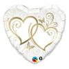 18 inch fóliový balón na svadbu srdce Entwined Hearts zlatý