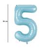 Baby modrý fóliový balón číslo 5, 86 cm 