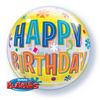Bubble balón - na narodeniny, Birthday Fun and Yellow Bands, 56 cm