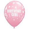 Narodeninový balón - Birthday Girl, ružový, 28 cm, 6 ks