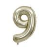 34 inch White Gold  Shape fóliový balón číslo 9