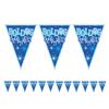 Modrá chlapčenská vlajková girlanda s maďarským nápisom Boldog szülinapot ! - 5 m
