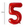 Červený fóliový balón číslo 5, 86 cm
